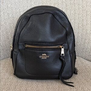 Coach Pebbled Black Leather Backpack